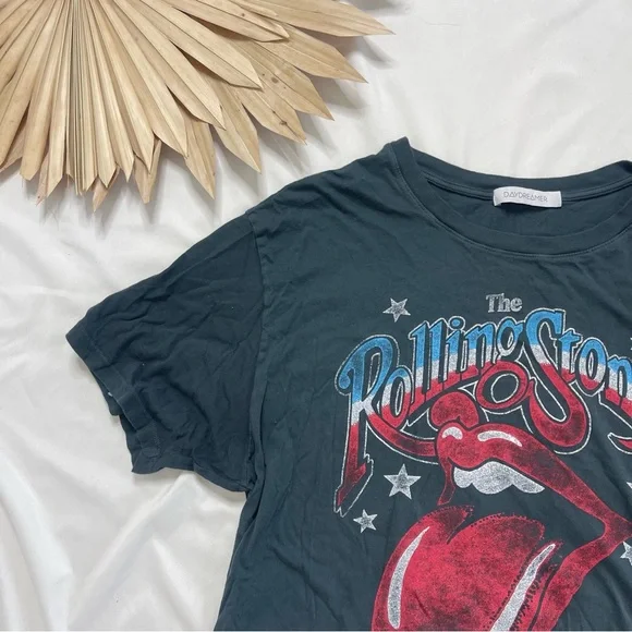 Daydreamer Rolling Stones Graphic Tee - Dark Gray and Red - Picture 2 of 7
